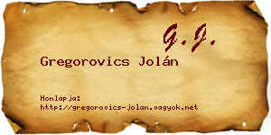 Gregorovics Jolán névjegykártya
