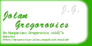 jolan gregorovics business card